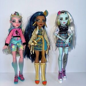 Monster High G3 Dolls Lagoona Blue, Frankie Stein & Cleo De Nile Lot of 3